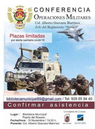 La Biblioteca de Puerto del Rosario acoge este miércoles una conferencia sobre ‘Operaciones militares’